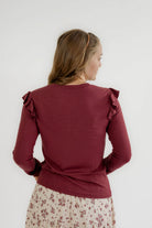 Serena Ribbed Top in Wine- FINAL SALE - Womens - Tops - Shirts