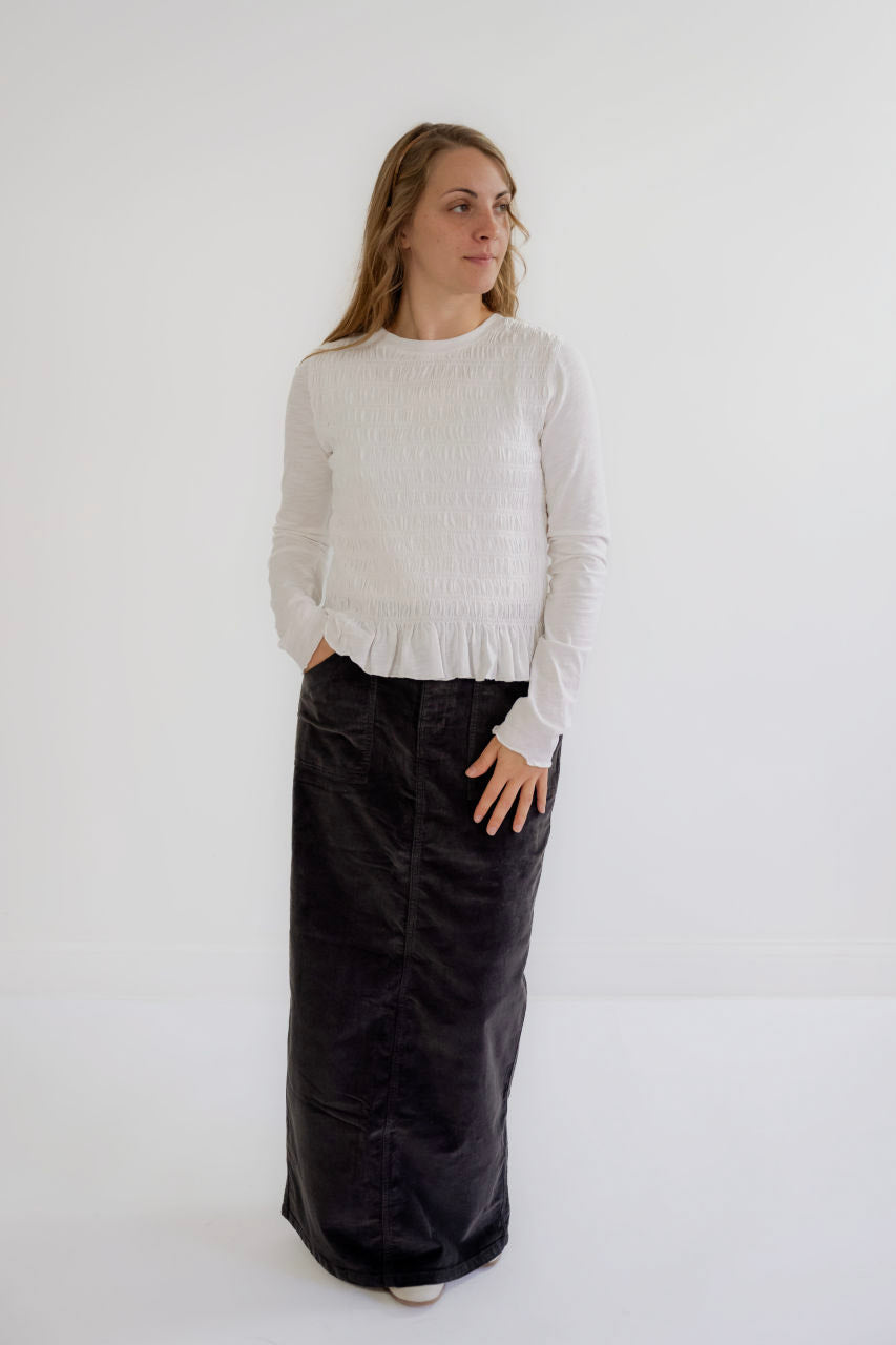 Sullivan Corduroy Maxi Skirt in Charcoal - Sullivan Corduroy Maxi Skirt in Charcoal - 4 - Salt and Honey
