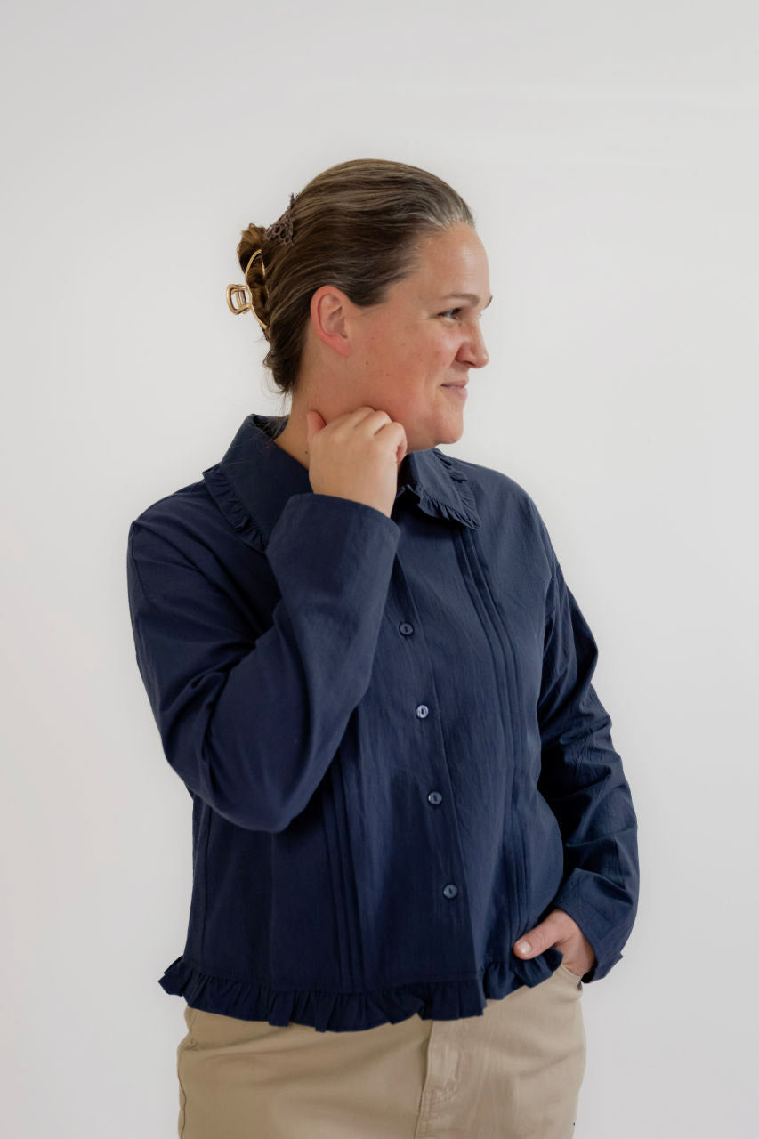 Junie Peter Pan Button Top in Midnight - Junie Peter Pan Button Top in Midnight - S - Salt and Honey