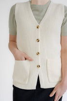 Tessa Button Sweater Vest in Ivory- FINAL SALE - Womens - Outerwear - Vests