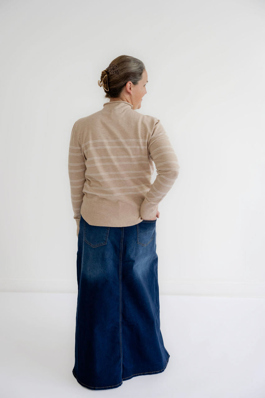 Avon Knit Striped Sweater in Oatmeal