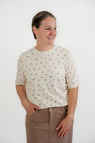 Leigh Floral Knit Top in Cream - Womens - Tops - Shirts
