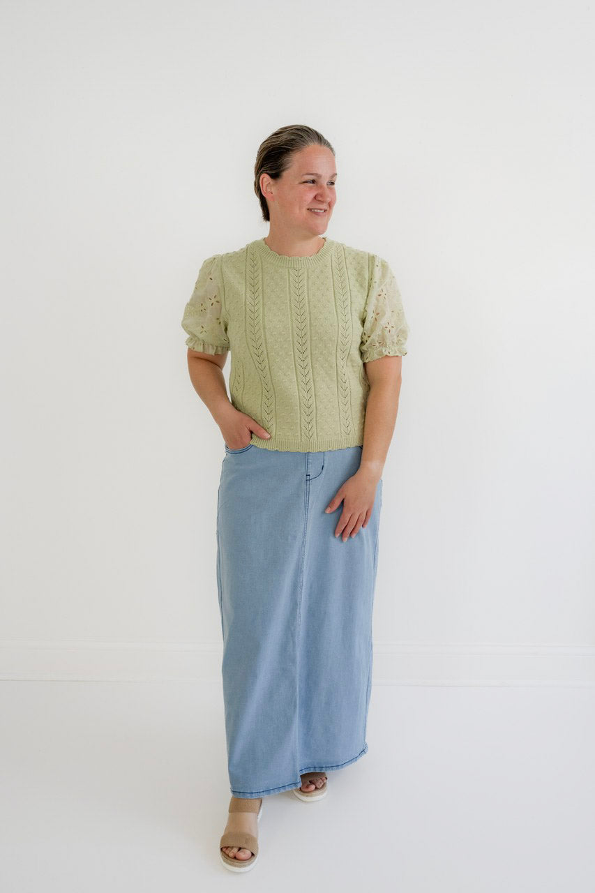 Vienna Textured Knit Top in Dusty Fern