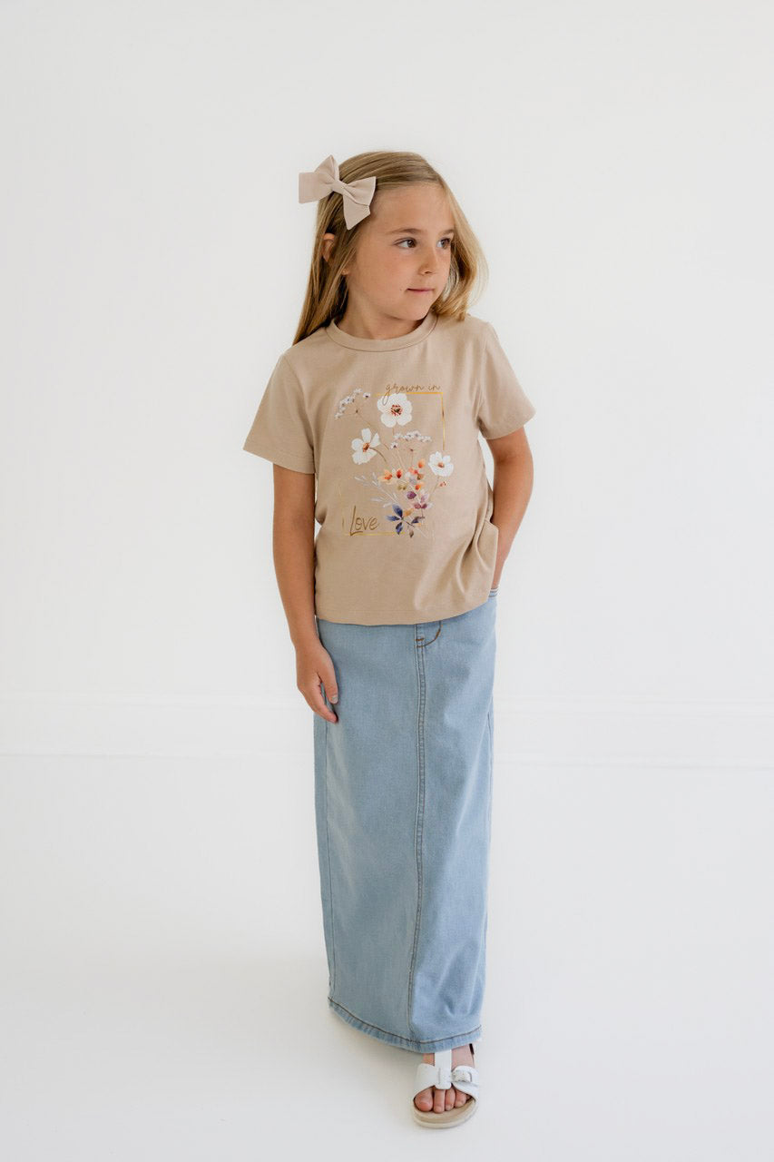 Willa Girls Denim Skirt in Light Wash