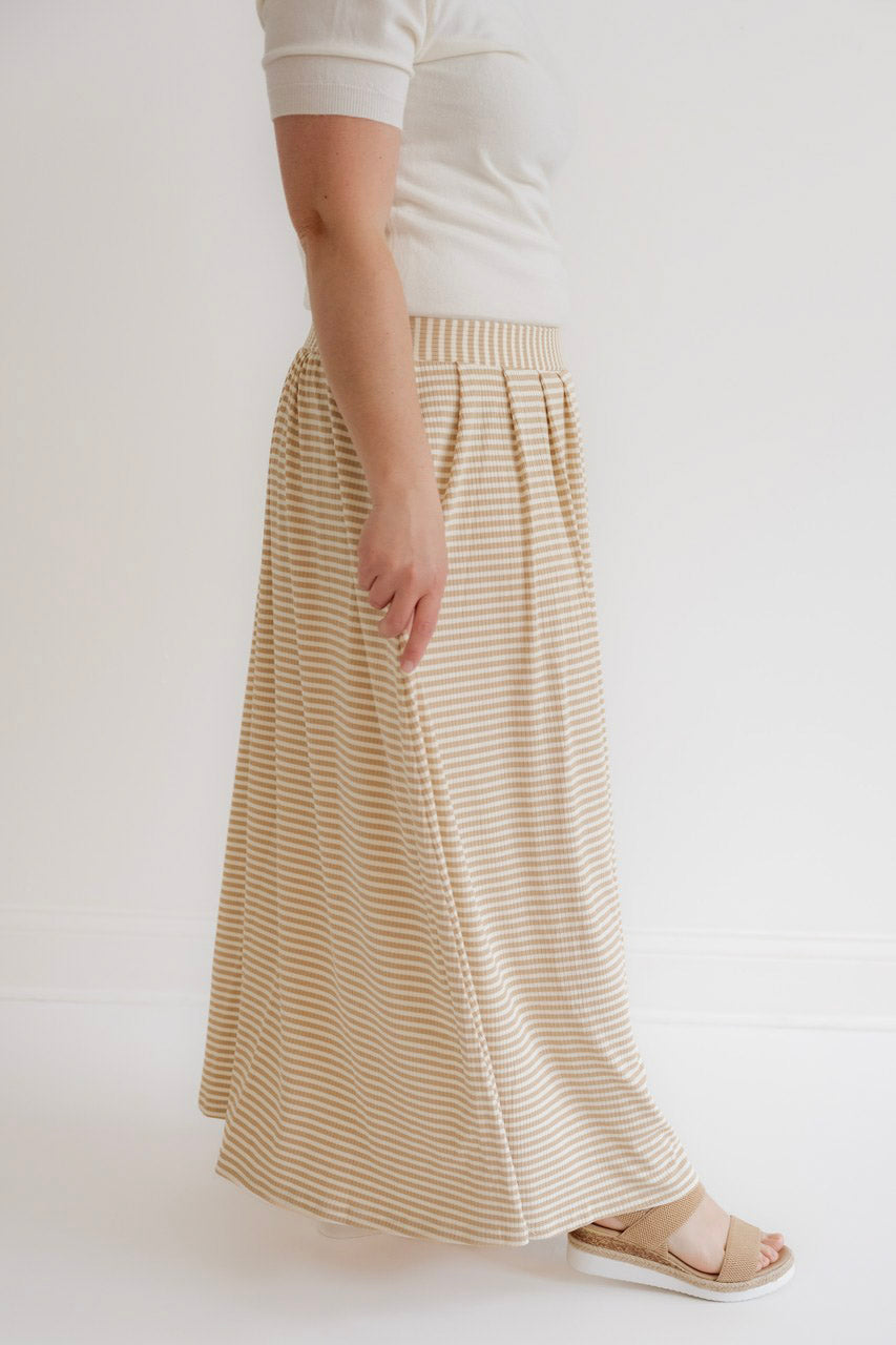 Hadassah Striped Knit Skirt in Beige - Womens - Bottoms - Skirts