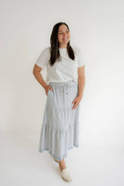 Sawyer Striped Maxi Skirt in Slate Blue - Womens - Bottoms - Skirts