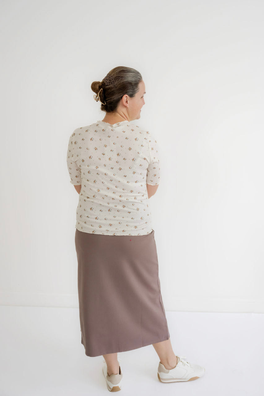 Quinn Knit Midi Skirt in Taupe- FINAL SALE - Womens - Bottoms - Skirts