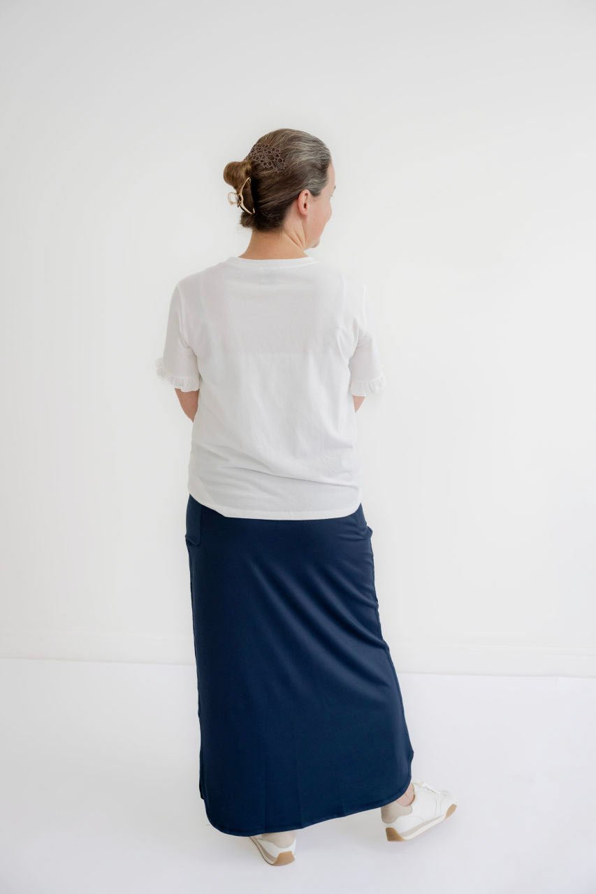 Alexis Athletic Maxi Skirt in Navy - Womens - Bottoms - Skirts
