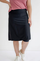 Kiley Midi Swim Athletic Skort in Black - Womens - Bottoms - Skirts