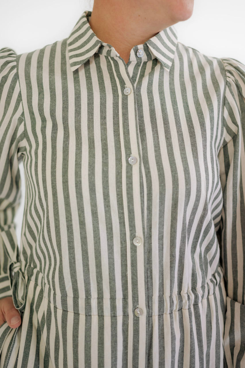 Raleigh Striped Midi Dress in Spruce - FINAL SALE - Raleigh Striped Midi Dress in Spruce - FINAL SALE - S - Salt and Honey