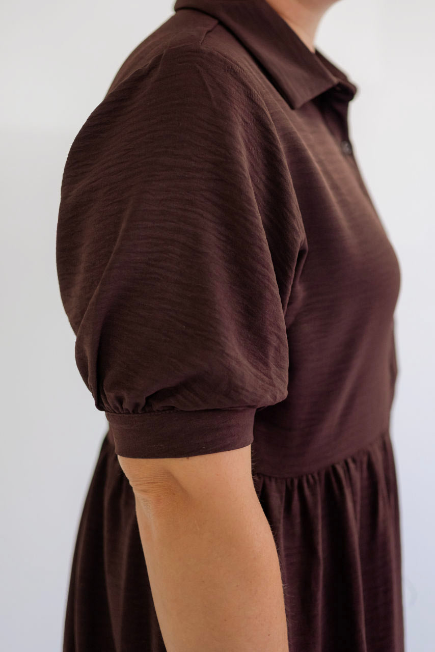 Portlyn Button Midi Dress in Espresso - FINAL SALE - Portlyn Button Midi Dress in Espresso - FINAL SALE - XS - Salt and Honey