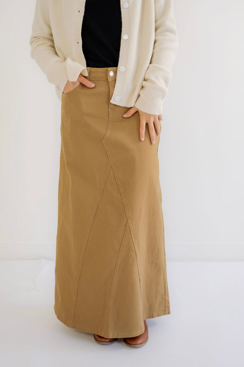 Emersyn Maxi Skirt in Khaki - Emersyn Maxi Skirt in Khaki - S - Salt and Honey