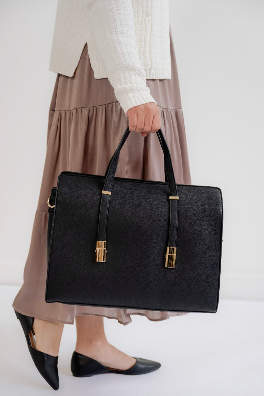 Large Leather Tote Bag Purse in Black - Large Leather Tote Bag Purse in Black - Default Title - Salt and Honey