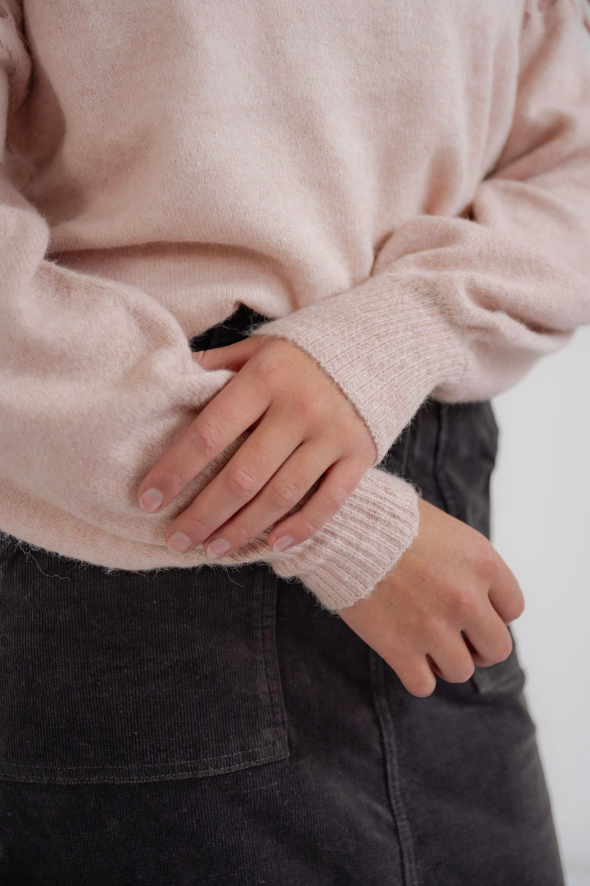 Elodie Bow Sweater in Blush - Elodie Bow Sweater in Blush - S - Salt and Honey