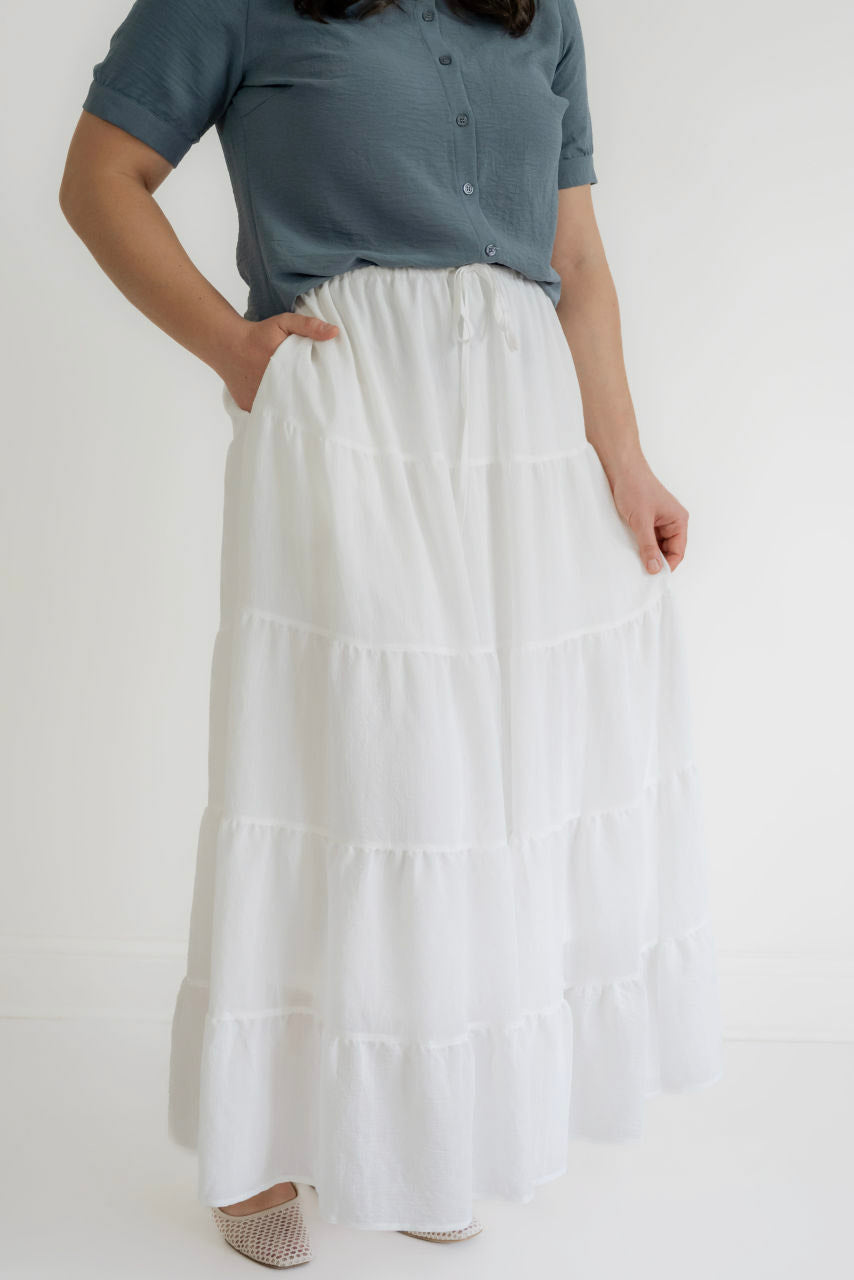 Isla Cotton Gauze Maxi Skirt in Ivory