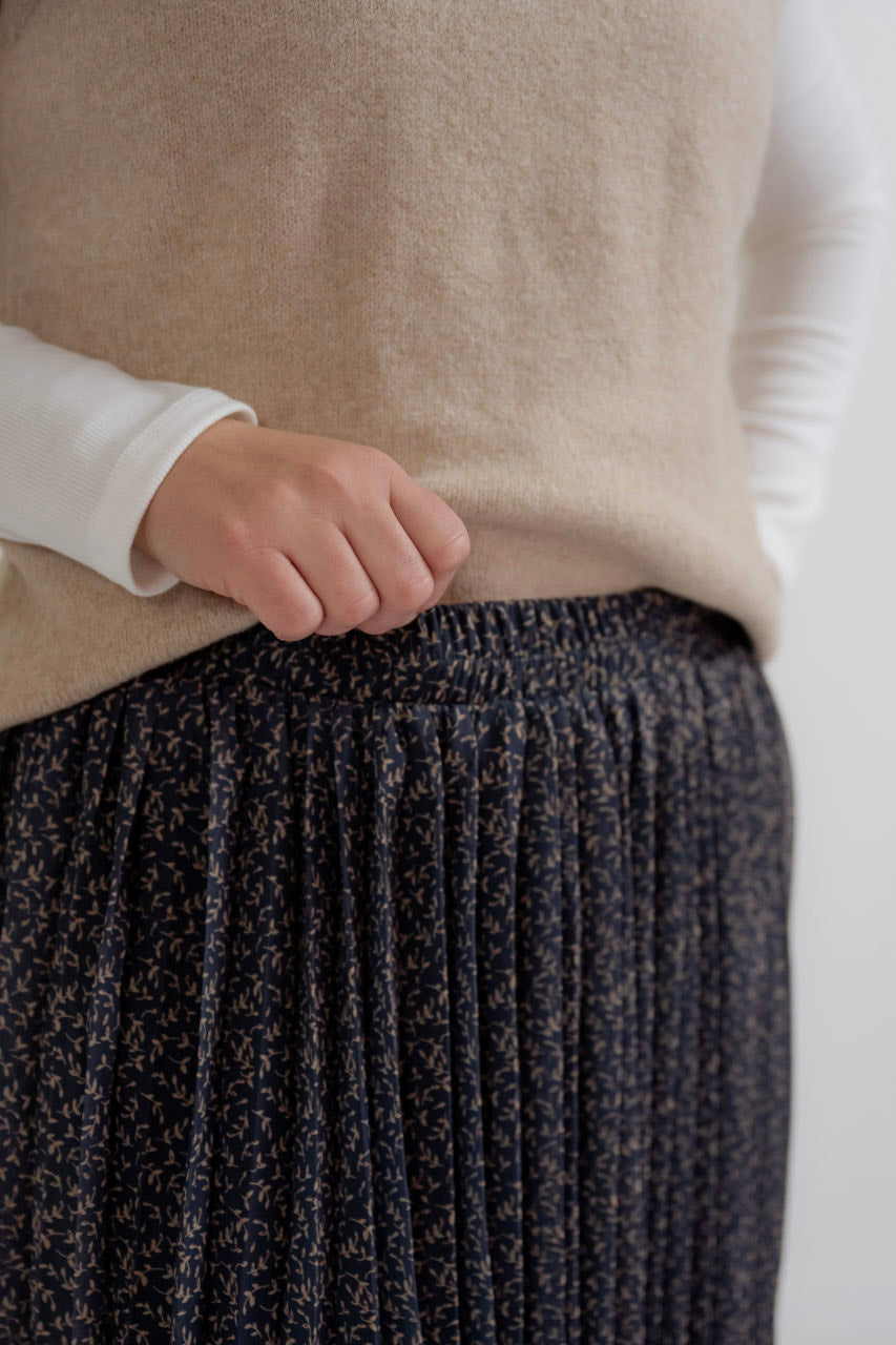 Monet Floral Pleated Skirt in Charcoal - Monet Floral Pleated Skirt in Charcoal - S - Salt and Honey