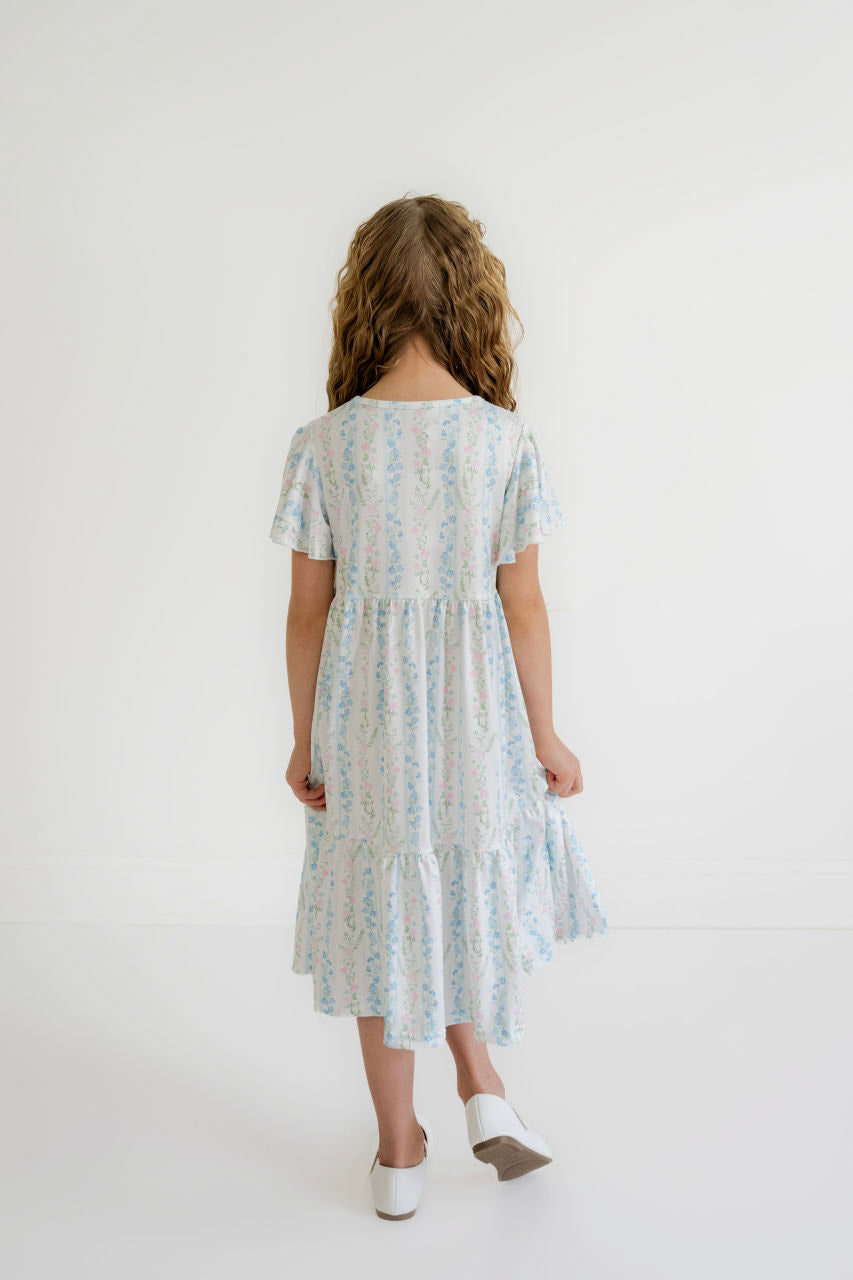 Olivia Girls Midi Dress in Pastel Floral