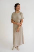 Ainsley Knit Midi Dress in Taupe - Womens - Dresses