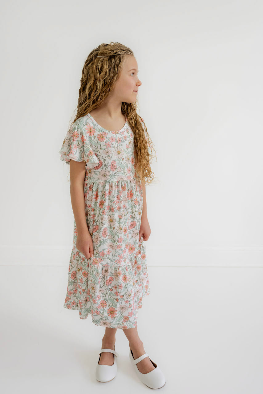 Olivia Girls Midi Dress in Spring Floral