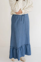 Martha Denim Maxi Skirt in Medium Wash - Womens - Bottoms - Skirts