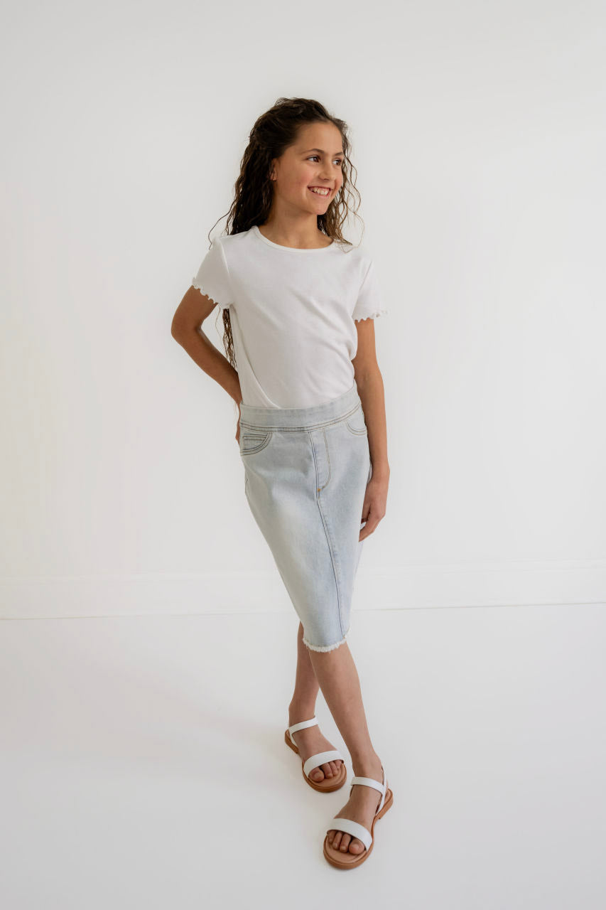 Sara Girls Skirt in Light Wash