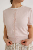 Anya Pointelle Cardigan in Blush Pink - Womens - Outerwear - Cardigans