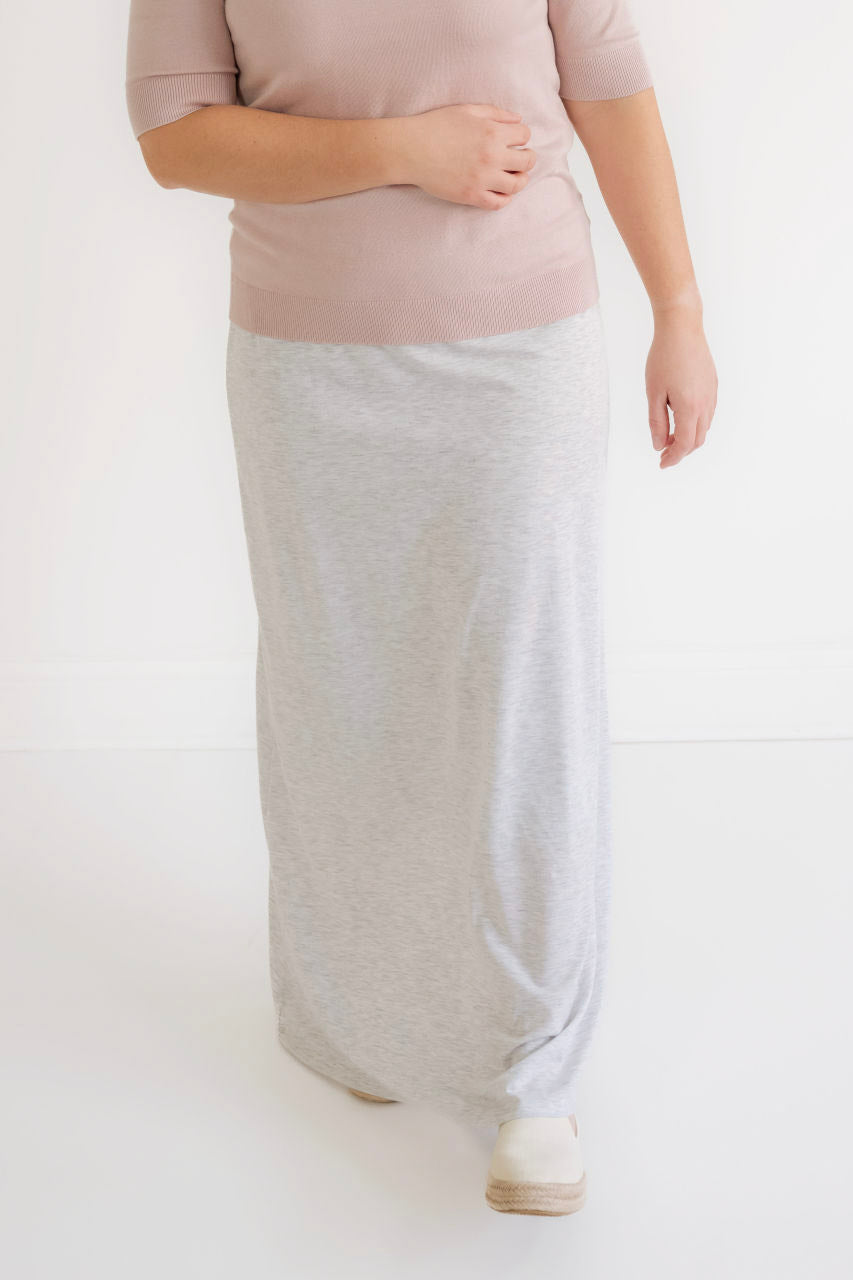 Clarise Knit Maxi Skirt in Heather Gray