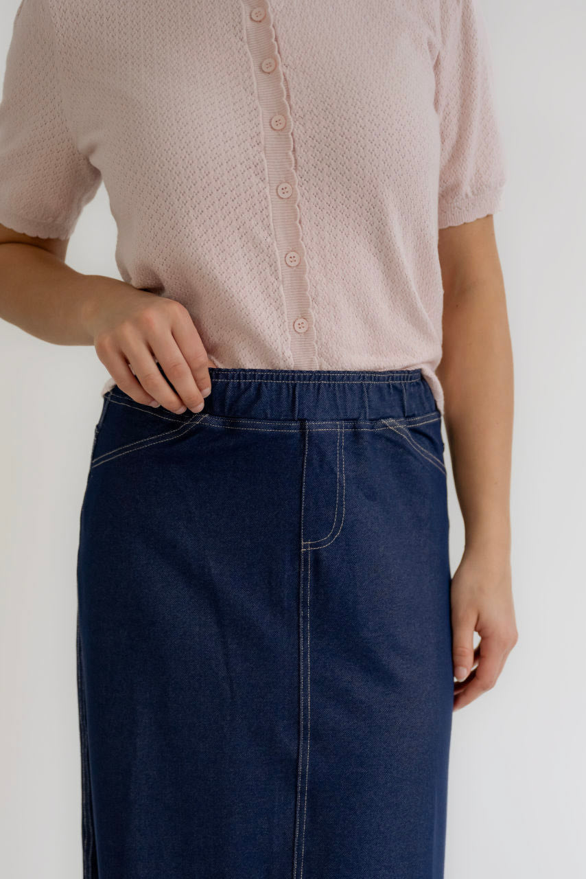 Caroline Knit Maxi Skirt in Navy