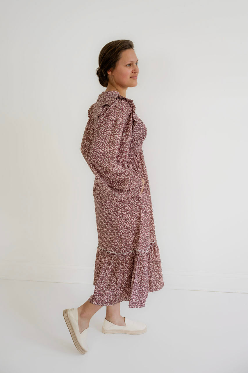 Chloe Floral Midi Dress in Rose