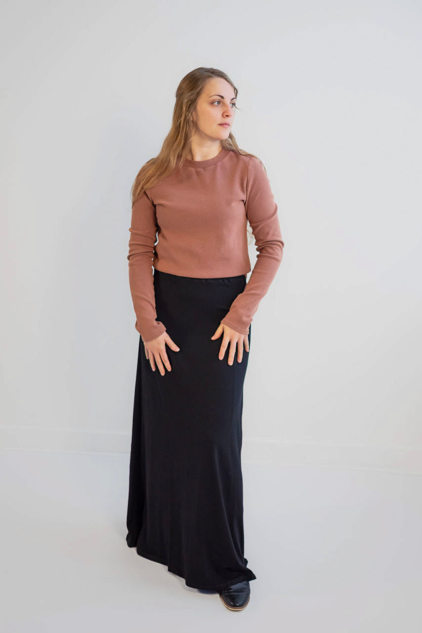 Aubrey Knit Maxi Skirt in Black