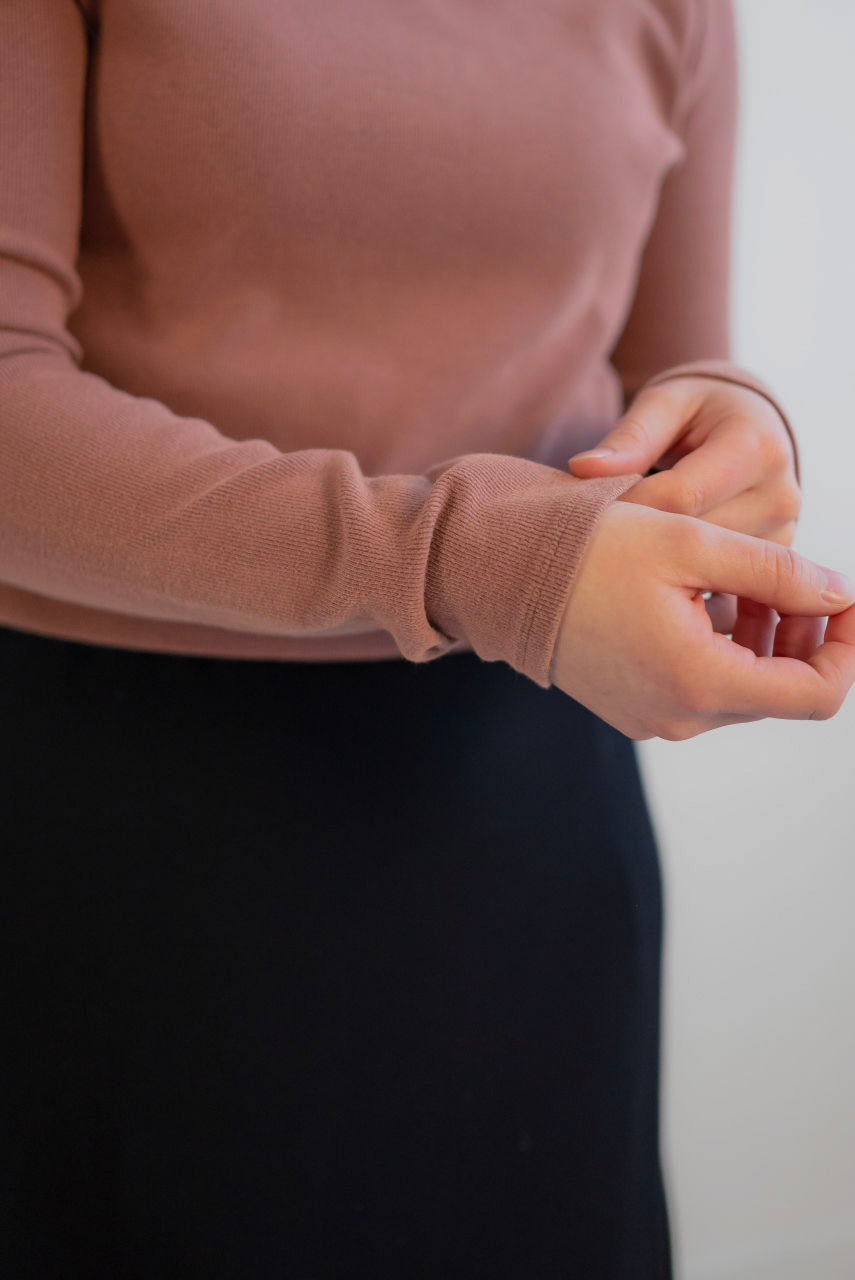 Ada Ribbed Knit Top in Terracotta