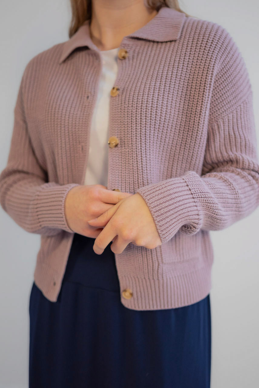 Maeve Collared Sweater Jacket in Iris