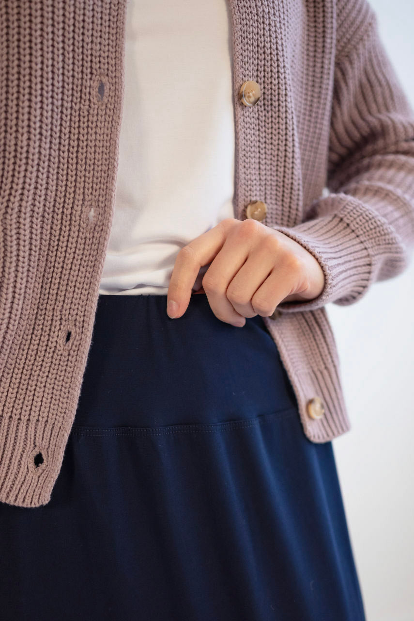 Selene Dressy Knit Maxi Skirt in Deep Navy