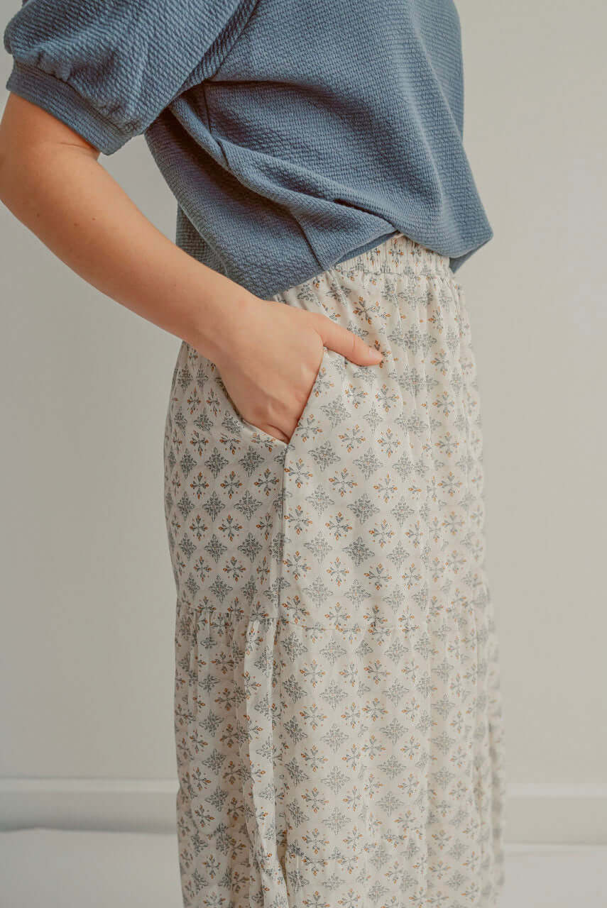 Chelsea Maxi Print Skirt in Cream