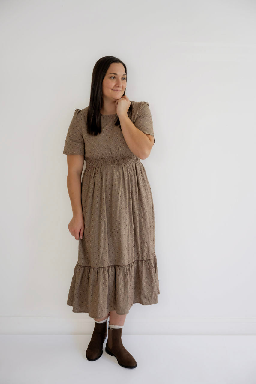 Wilson Houndstooth Dress in Chestnut - Wilson Houndstooth Dress in Chestnut - S - Salt and Honey