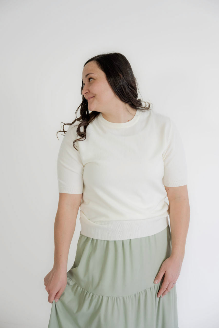Mariel Knit Sweater Top in Cream