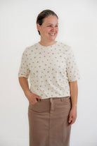 Leigh Floral Knit Top in Cream - Womens - Tops - Shirts