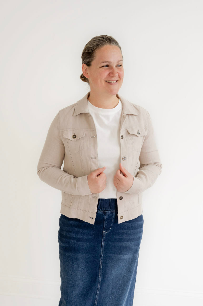 Alderwood Linen Jacket in Earth Gray