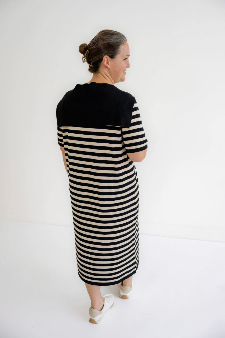 Emmett Knit Midi Dress in Black Stripes- FINAL SALE - Womens - Dresses