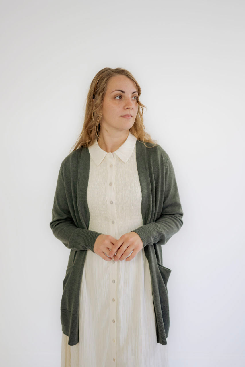 Kacie Open Front Cardigan in Spruce - Kacie Open Front Cardigan in Spruce - S - Salt and Honey