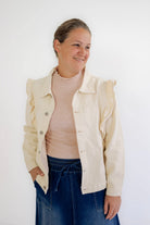 Tiffany Ruffled Denim Jacket in Cream - Tiffany Ruffled Denim Jacket in Cream - S - Salt and Honey