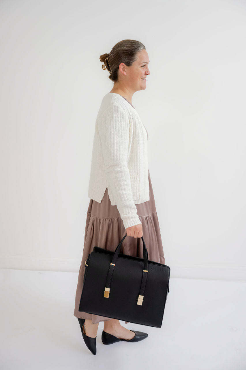 Large Leather Tote Bag Purse in Black - Large Leather Tote Bag Purse in Black - Default Title - Salt and Honey