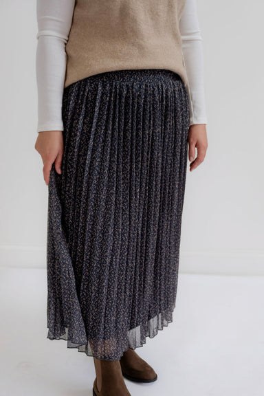 Monet Floral Pleated Skirt in Charcoal - Monet Floral Pleated Skirt in Charcoal - S - Salt and Honey