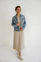 Ainsley Knit Midi Dress in Taupe - Womens - Dresses