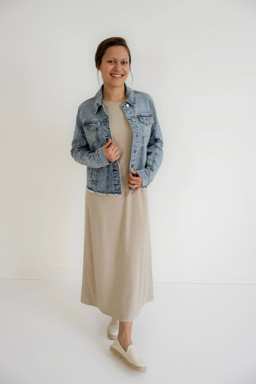 Ainsley Knit Midi Dress in Taupe - Womens - Dresses