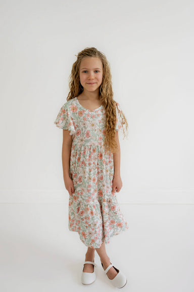 3 4 sleeve maxi dresses Raquel 3/4 Sleeve Maxi Dress in Red Rose Print