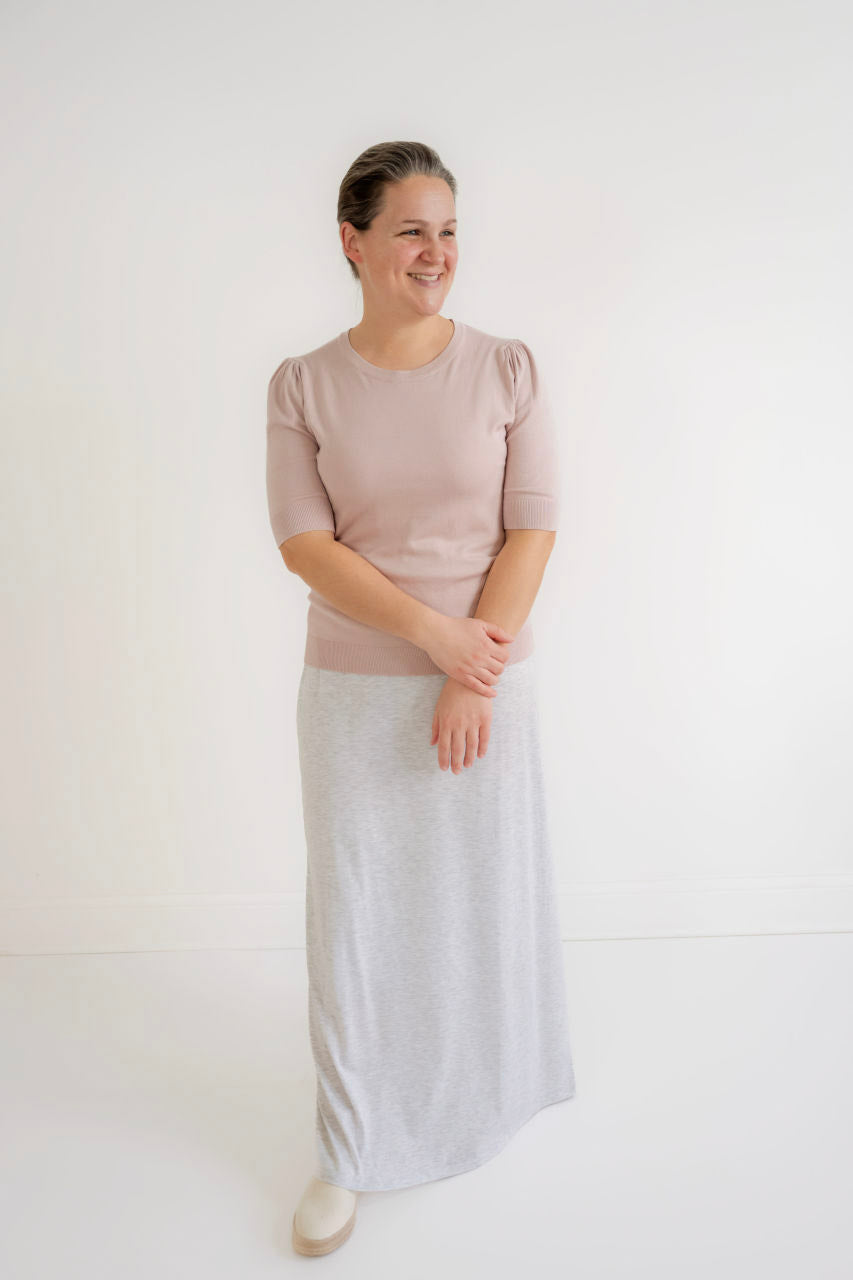 Clarise Knit Maxi Skirt in Heather Gray
