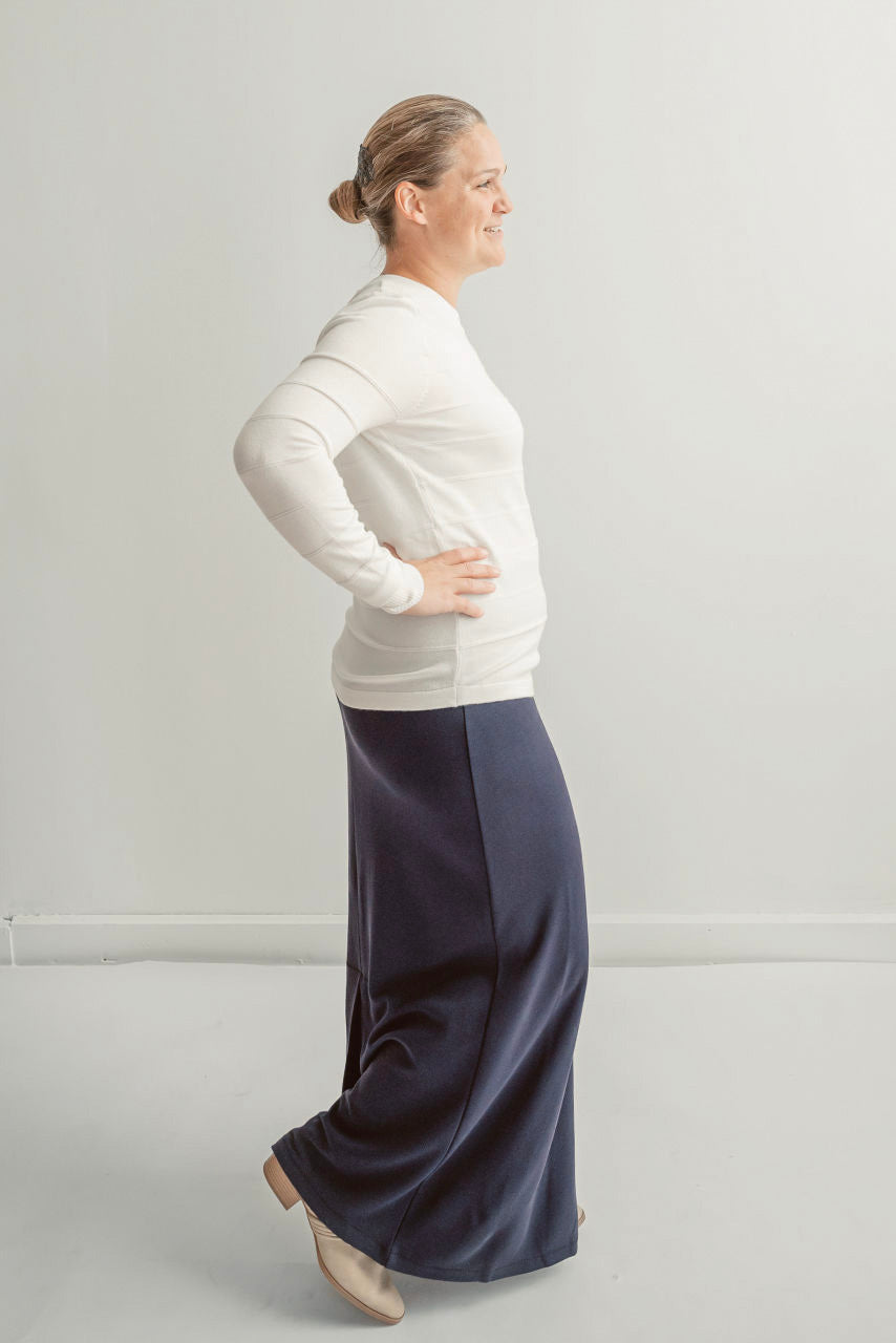 Loretta Knit Maxi Skirt in Navy