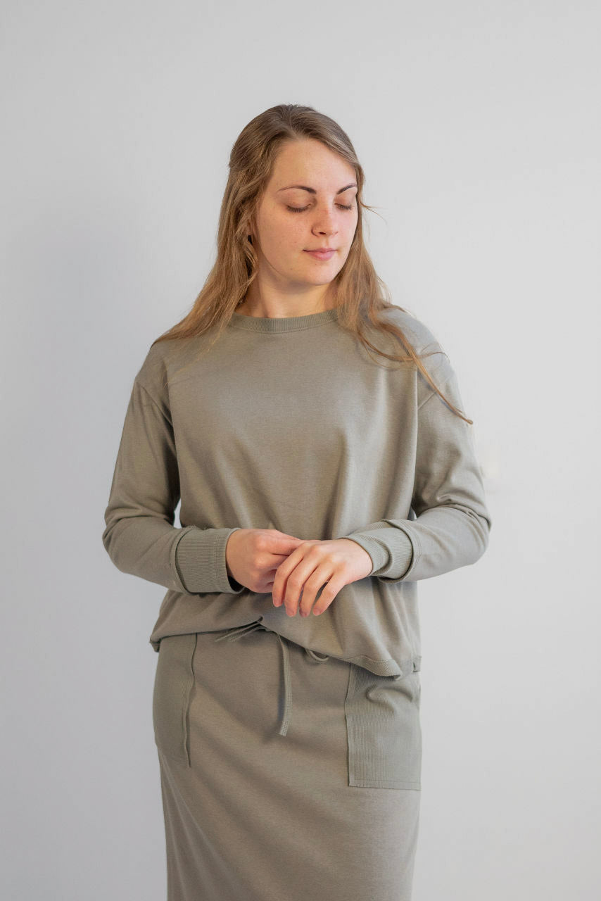 Aspen French Terry Knit Top in Sage Green