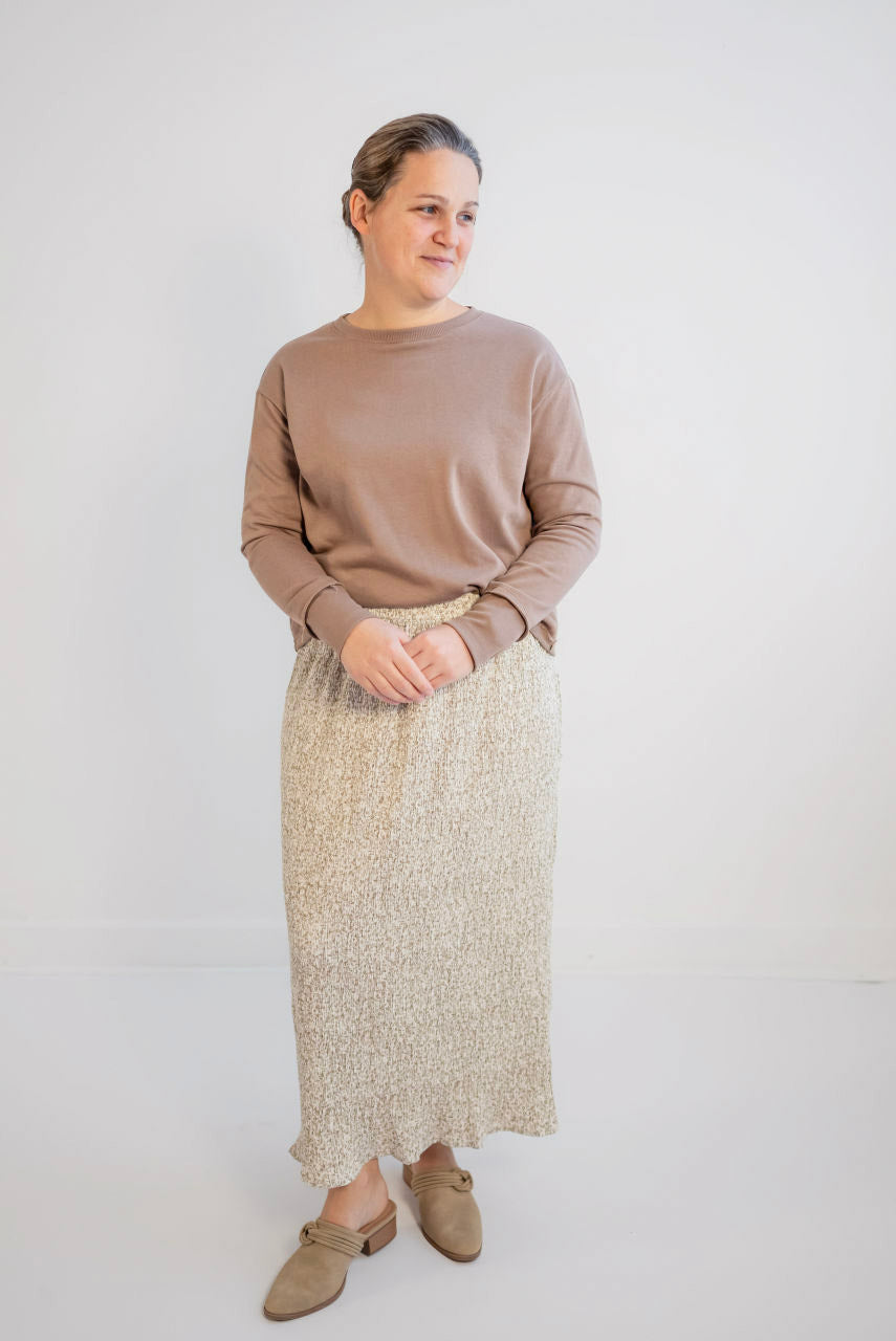 Freya Crinkle Floral Skirt in Mocha